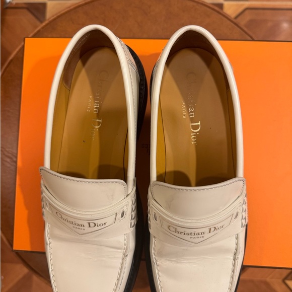 Dior Cream Leather Penny Loafers with Black Soles - Picture 5 of 5